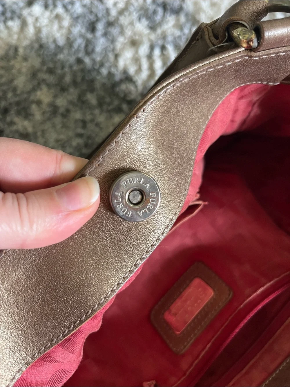 FURLA bronze Leather handbag